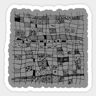 Grid design scribble design in grey Sticker